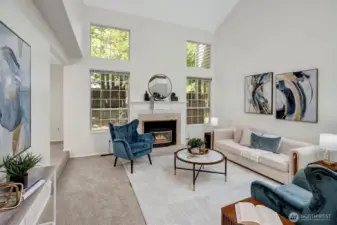 Vaulted ceilings add volume and light.