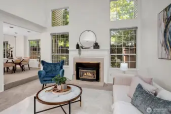 A gas fireplace. The flip of a switch adds warmth to this cozy space.