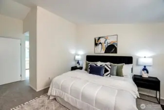 Vaulted ceilings add volume and light.