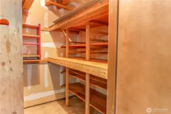 Storage has shelving.