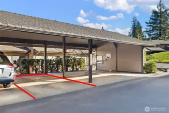 There are two parking spaces deeded to the unit. One covered carport space and...