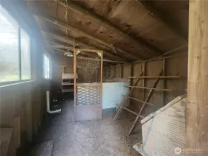 Portion of the interior of the chicken coop