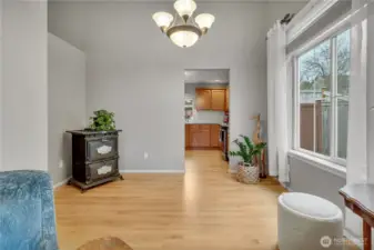 Dining area easily accessed off of the kitchen welcomes entertaining.