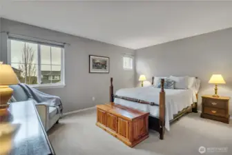 Primary suite with five piece bath and walk-in closet.