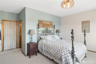 Primary bedroom is large. Walk-in closet and adjacent primary bath.