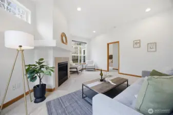 Looking toward the primary suite from the living room.