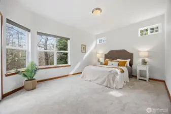 The primary bedroom is very spacious.