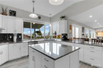 Large Updated kitchen with a wonderful view also.