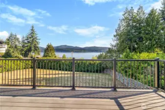 New trex balcony off of owner's suite with incredible lake view.