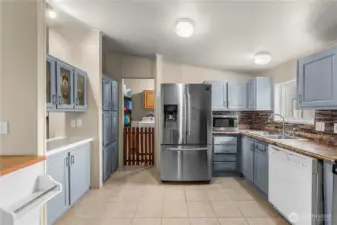 Kitchen with laundry room in the back!