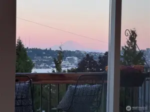 From your private balcony, Mount Rainier at sunset is truly stunning, a million dollar view!