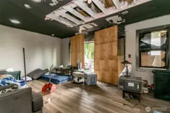 Living room with deck