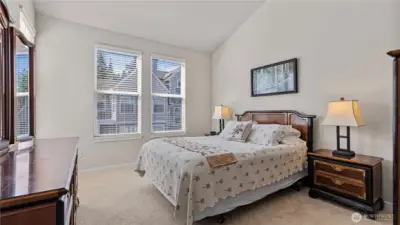 The Primary Suite with High Vaulted Ceilings!