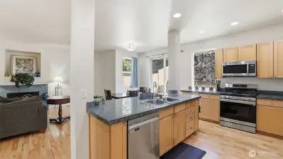 An open kitchen designed for everyday living, with easy flow to dining and gathering spaces.