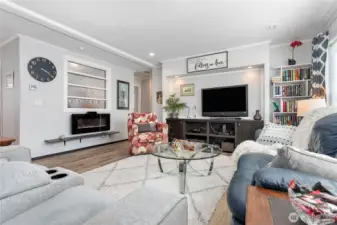 New electric fireplace makes this living room inviting and cozy