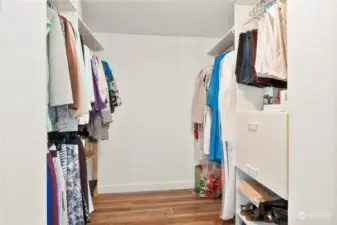 Walk-in closet in the primary bedroom