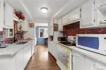 There are laminate floors throughout the home