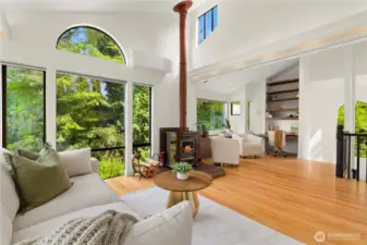 Heading to the upstairs your first landing spot is this gorgeous additional living room