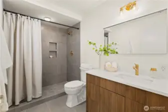 Primary bathroom on the upper level all recently updated
