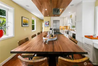 Expansive walnut butcher block island
