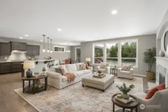 Down the hall enter the amazing great room with big windows to enjoy the private backyard views