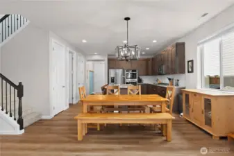 View to front door from living room.