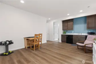 ADU Main living space with kitchenette.