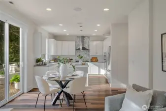 An 8-foot door opens to the view deck, seamlessly connecting indoor and outdoor living