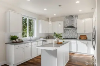 The kitchen is designed for both everyday living and entertaining