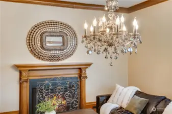 Beautiful fireplace in this main level room makes for a cozy place to gather this Holiday Season