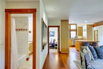 hall between 2 bedrooms and family room