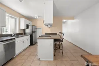 Kitchen with a breakfast bar area!
