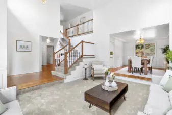 living room to entry and dining