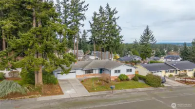 Arial view. Mt Baker is in the background covered by clouds!