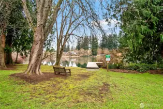 Tranquil spot to relax on the community park bench and take in the scenery.