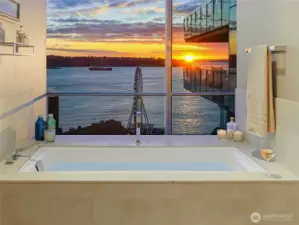 Relaxing soaking tub perfectly poised to take advantage of the serene views