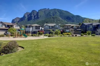 Park across the street with magastic Mt. Si views