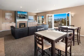 Penthouse-level community clubhouse/rec room. Can be reserved for private events!