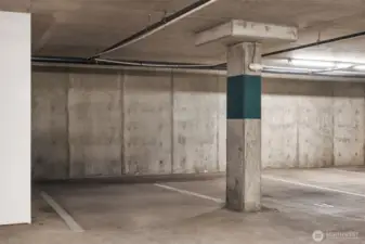 Assigned parking (#7) in the secure garage.