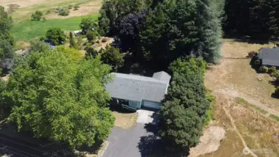 Aerial view of the house.