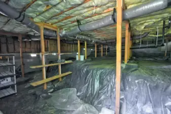 Storage area under the house.