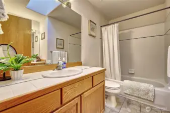 Great sized guest bathroom.