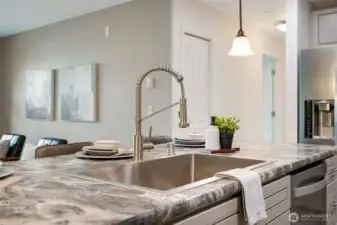 The kitchen sink is very deep.