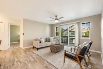 The living room opens to the large deck.
