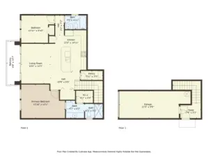 The floor plan of the condo and the entry level.