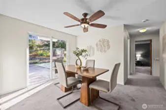Dining room. View from living room. Down the hall is 3 bedrooms and full bath.
