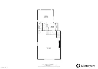 2nd Floor - Floor Plan - Family room, half bath, Primary bedroom and bathroom