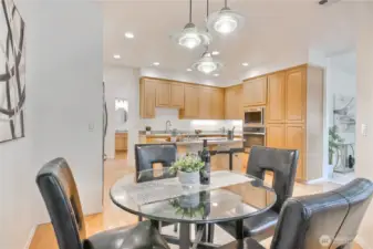 Kitchen flows to all areas of the condo