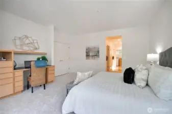 Another view of primary ensuite with French doors