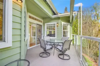 Large deck next to protected area.